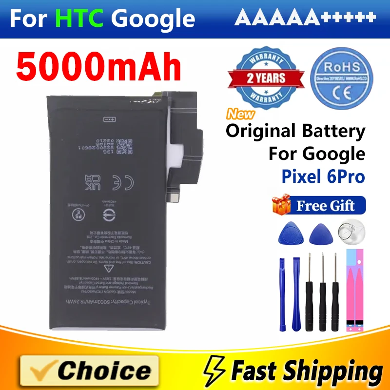 1Pc 5000mAh Original Battery For Google Pixel 6 Pro,G63QN AAA+ Brand New Replacement Phone Lithium Battery+Tools