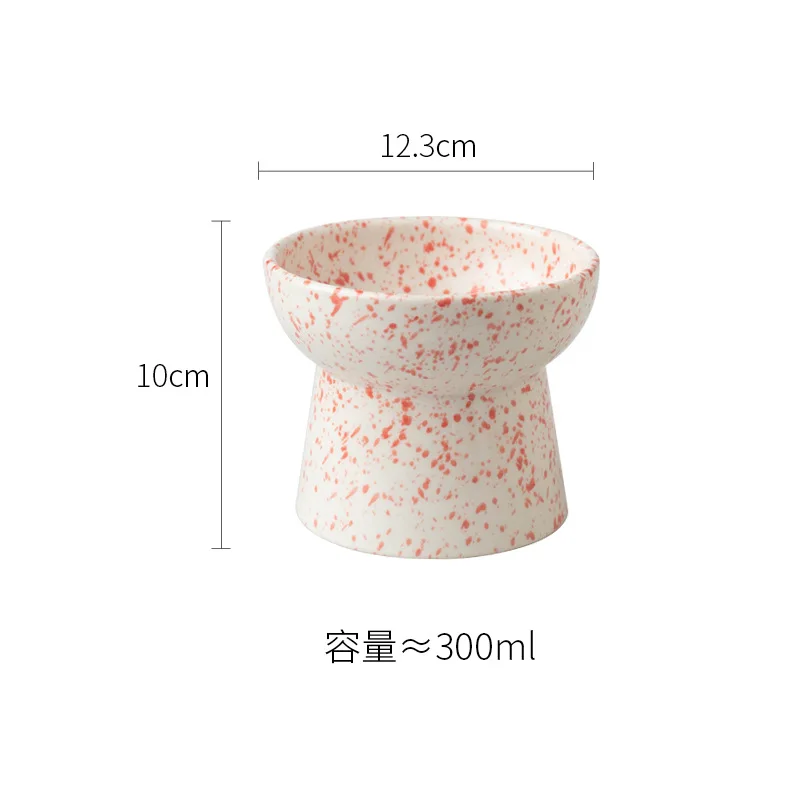 High Cat Bowl Ceramic Pet Bowl Neck Protection Flat Bowl Cat Food Bowl Dog Food Bowl Cat Feeder Pet Supplies