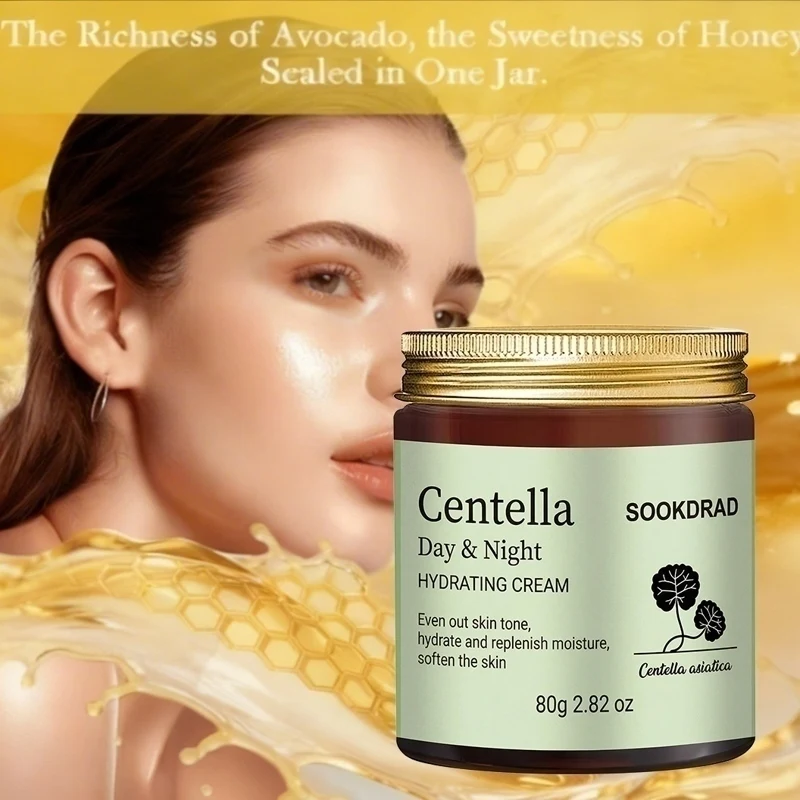 Centella Day & Night Hydrating Cream, Centella asiatica extract, even skin tone, lock moisture, face, men & women, 80g/2.82oz, a
