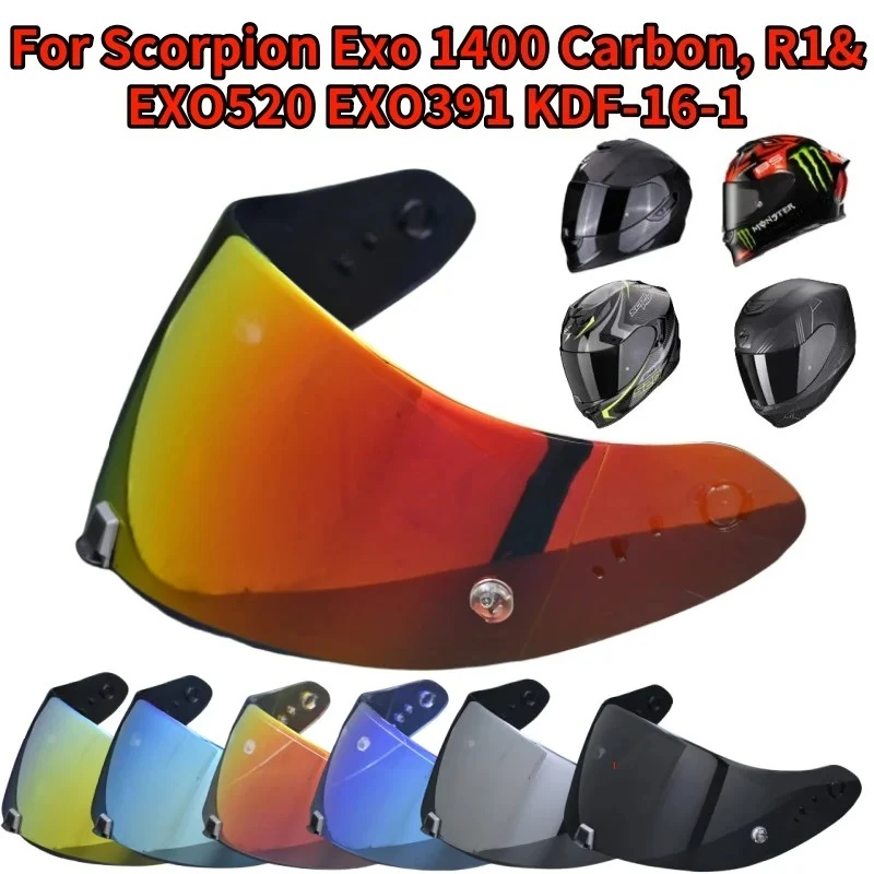 Helmets Visor For Scorpion Exo 1400 Carbon, R1 & EXO 520 391 Motorcycle Helmet Lens Visor Plating Uv Protection Lens Faceshield