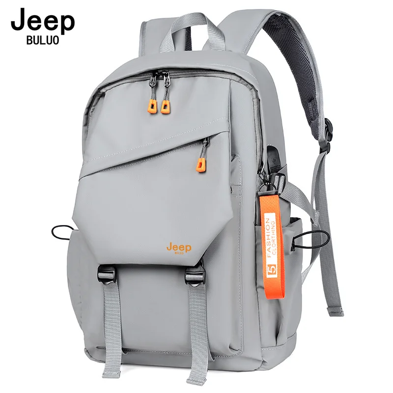 JEEP BULUO School Bags 15 Inches Laptop Backpacks Waterproof Nylon Casual Shoulder Bagpack Travel Teenage Men Backpack Brand