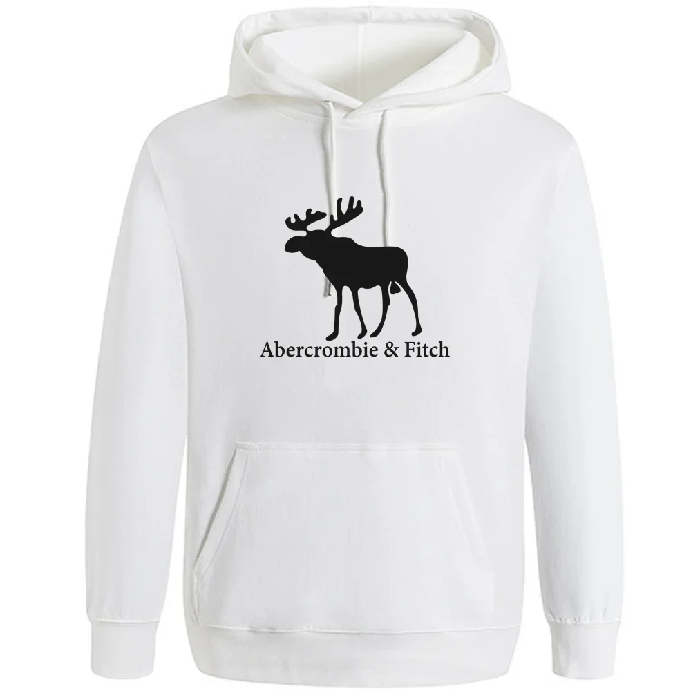 Men\'s Hoodies Autumn New Fashion Hoody Deer Print Plus Fleece Elastic Tops Pullover Casual Women Sweatshirts Hip Hop Streetwear