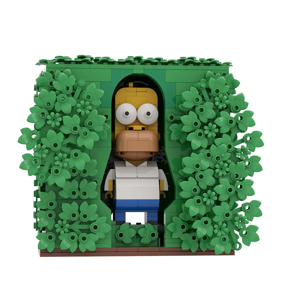 

Gobricks MOC Homer Backing into bush Brickheadz Building Blocks Model Movie Character Family Bricks Assembled Toy For Kids Gift