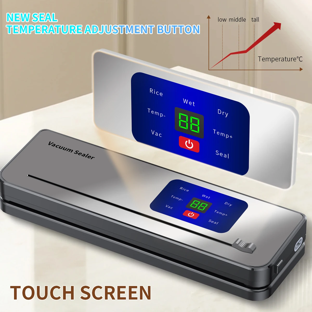 Wireless Portable Vacuum Sealing Machine with Multi Package Vacuum Touch Button and Sealed Countdown Display C616