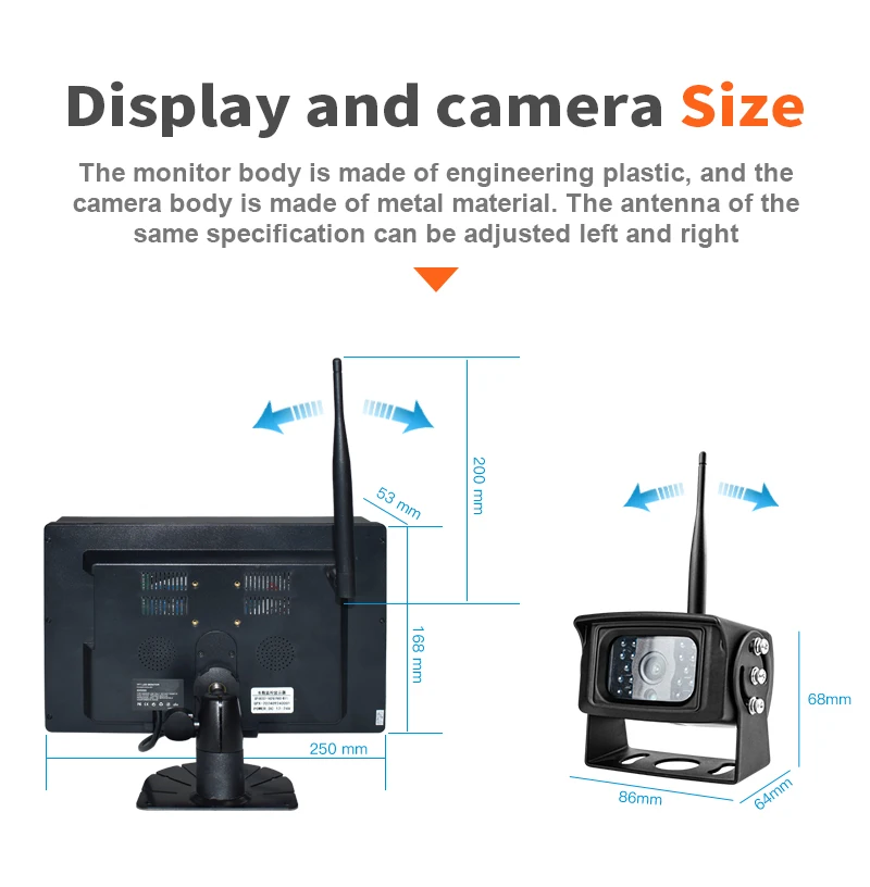 Airow auto Professional 10Inch IPS Wireless Reverse Camera System Monitor Truck RV IP68 Waterproof 720P Night Vision Parking view 6