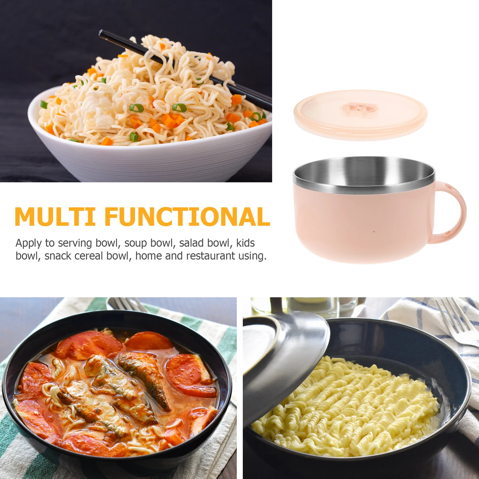 

1000ml Medical Stone Noodle Bowl Non Stick Easy Clean Large Capacity Vent Hole Soup Kids Snack Home Restaurant Food