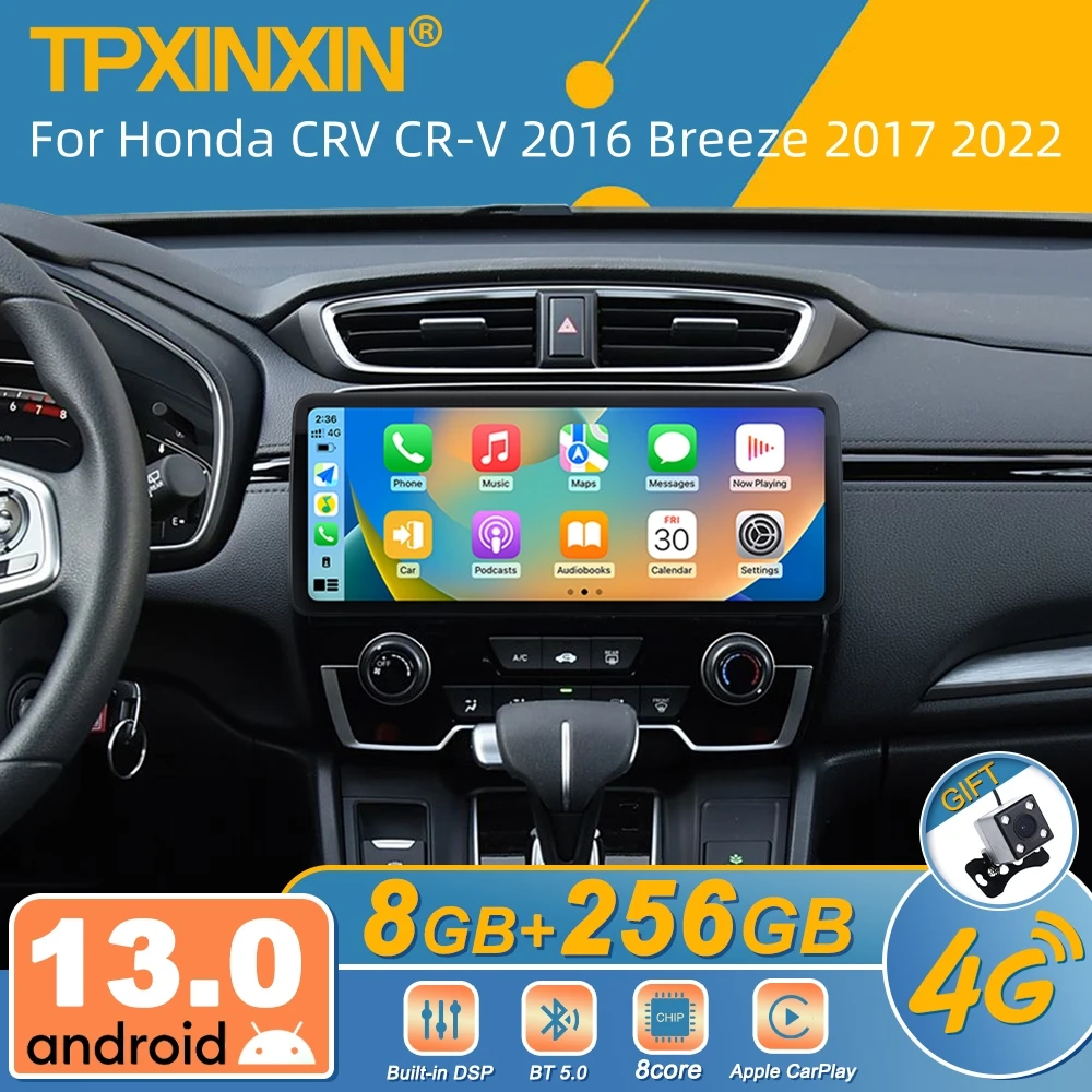 

Qualcomm Android Car Stereo Radio For Honda CRV CR-V 2016 Breeze 2017 2022 GPS Navigation Player Ultra Thin Touch Screen Unit
