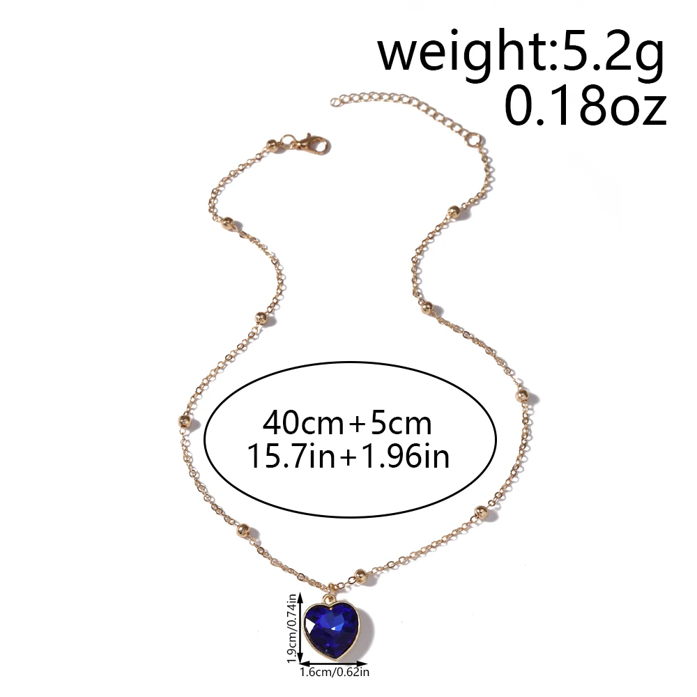 Aihua Koreanische Mode Bunte Kristall-Herz-Halskette Goldfarbene Kette Halskette für Frauen Hochzeit Ästhetischer Schmuck Geschenke – Detail 2