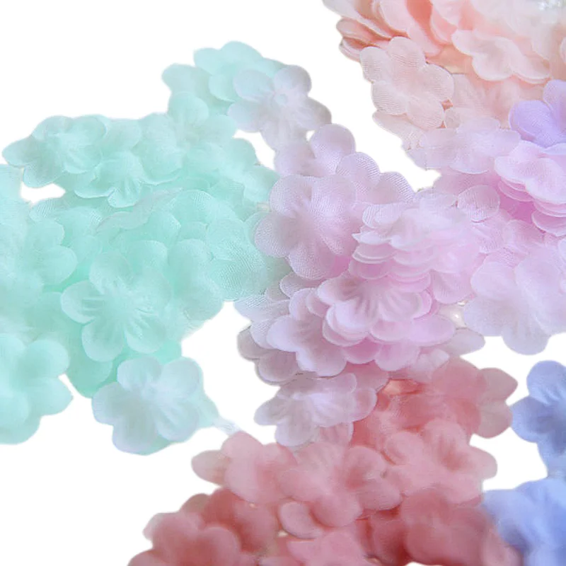 200PCS Multicolor DIY Handmade 3D Organza Flower DIY Wedding Dress Veil Mini Flowers Baby Clothes Making Materials 1.5cm RS3067