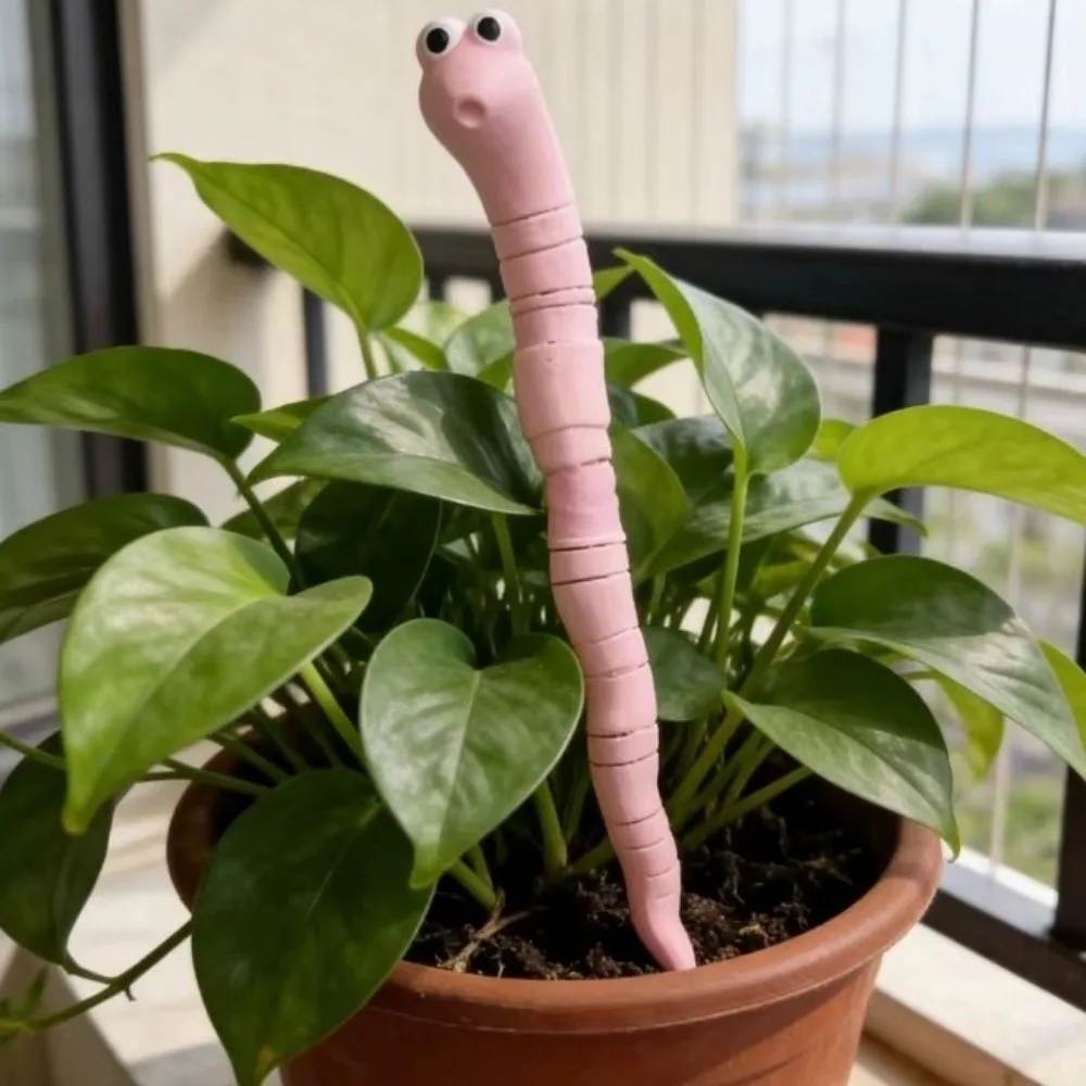 Cute Pla Soil Moisture Meter Pink Earthworm Design Humidity Monitor Ground Insertions Garden Moisture Meter Potted Plants