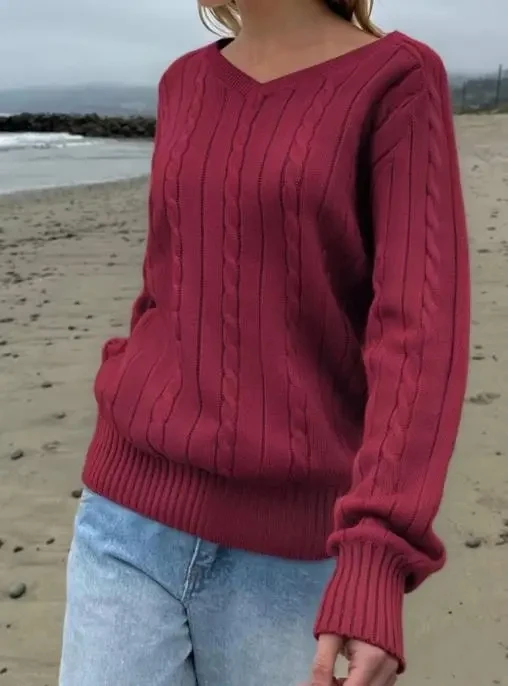 

Fashion & Casual Solid Sweater for Women's Woolen Clothing, Autumn/winter 2025 Daily Wear New Style Female Loose V-Neck Pullover