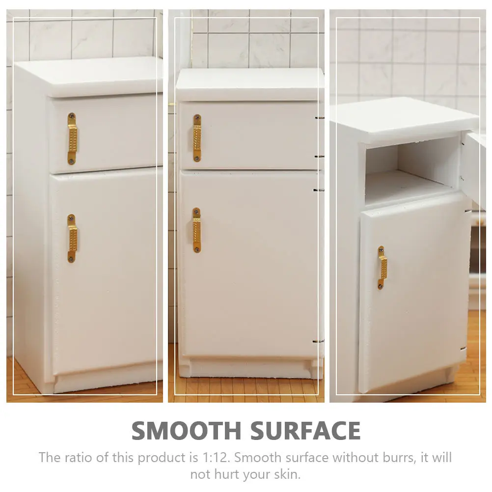 

Wooden Mini Refrigerator 1:12 Scale Miniature Furniture Smooth Surface Mini House Fridge Accessory Decor Miniature Furniture