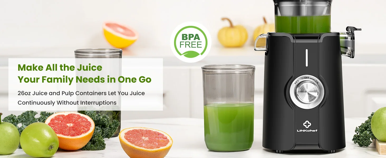 Slow Juicer Kaltpresse für ganze Früchte und Gemüse 200W Entsafter mit langsamem Pressverfahren 4,53 Zoll Durchmesser mit automatischem Schneidmechanismus BPA-frei – Detail 5
