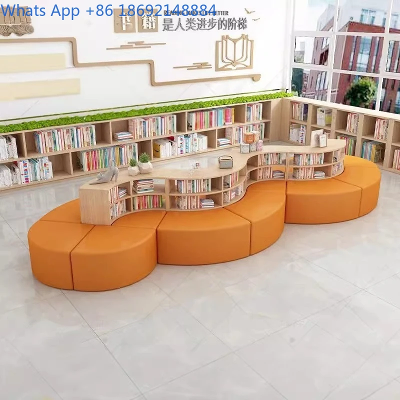 Library Picture Book Storage Shelf Sofa Commercial Leisure Area Community Activity Room Drawing Room School Area