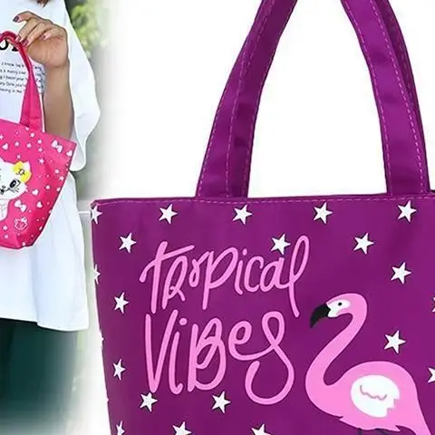 

Cartoon Cat Pattern Mommy Bag Cute Tote Bag Canvas Shopping Bag Portable Fashionable Lunch Bag For Women