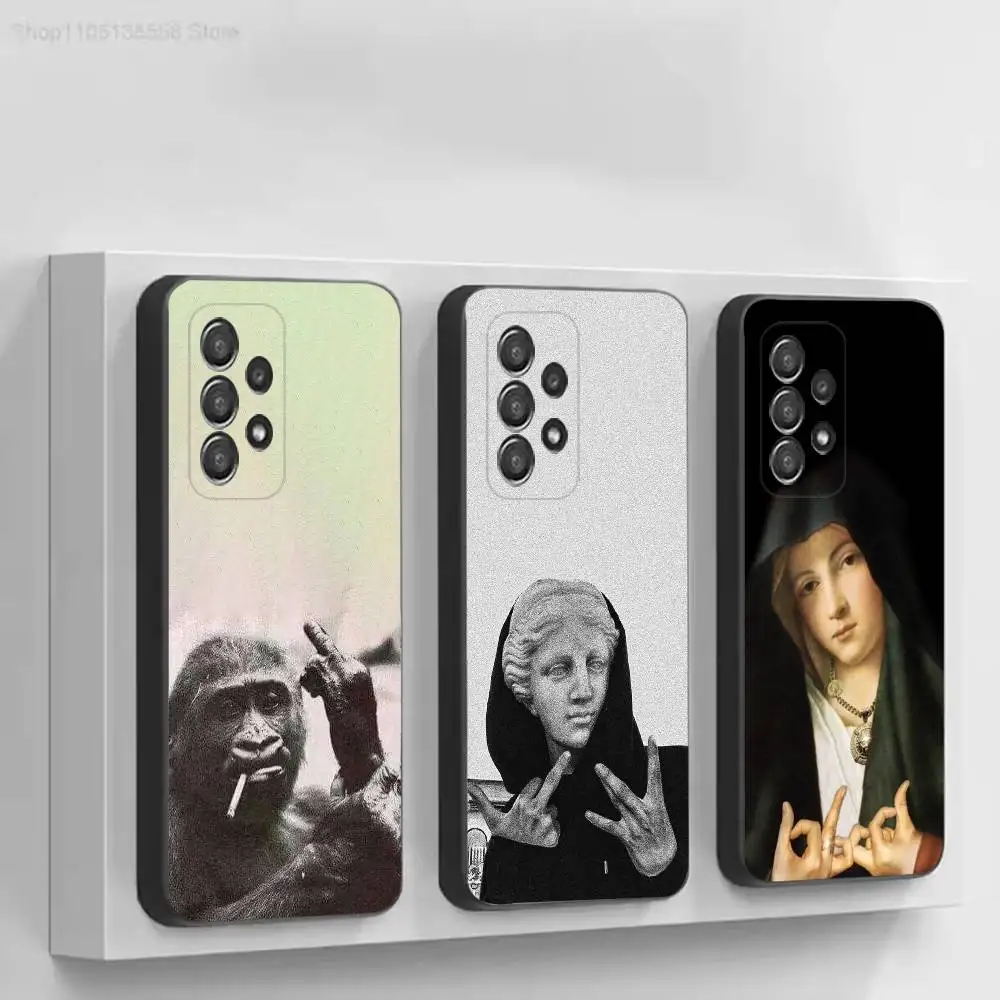 Funny Hand Graffiti  Black Soft Protective Case For Samsung Galaxy S30, 25,24,23,22,21,20,10 Ultra Plus Lite FE