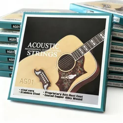 Acoustic Guitar Strings - Stainless Steel,Coated Copper Alloy Wound, Quality Steel Core for Folk Guitar Parts 010-047(Light)