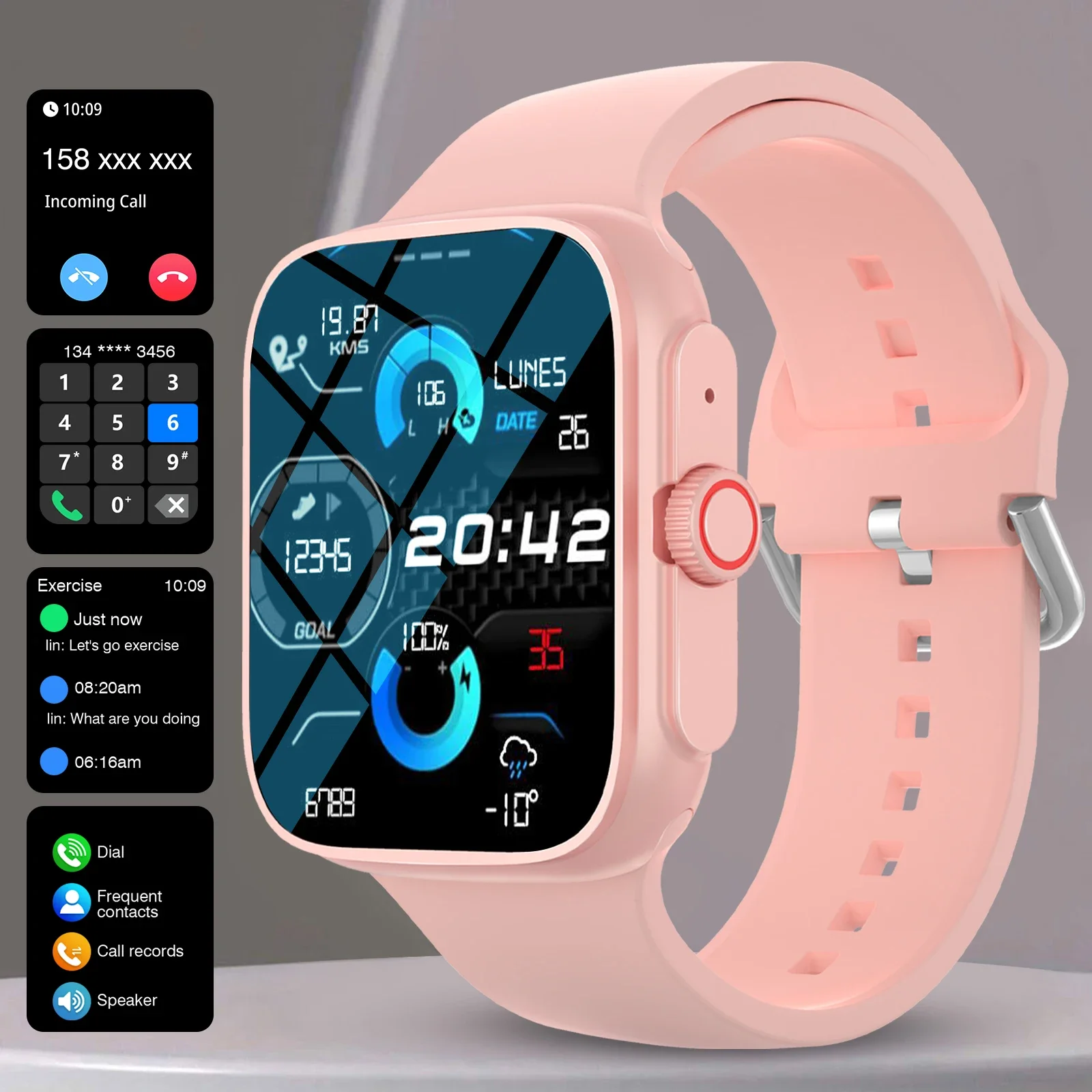 

Smart Watch, Bluetooth Calling, Message Reminders, Multiple Sports Modes, Customizable Dials, Compatible With Android And Iphone