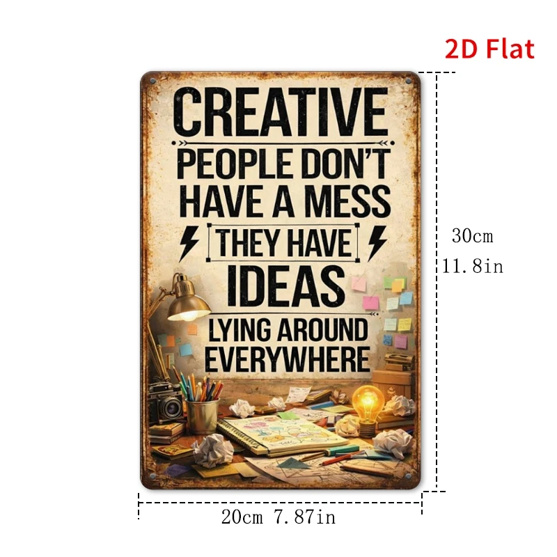 CIFBUY Vintage Creative Quote Sign Waterproof Durable Aluminum Wall Art For Home Office Studio Artist Creative Worker Decor