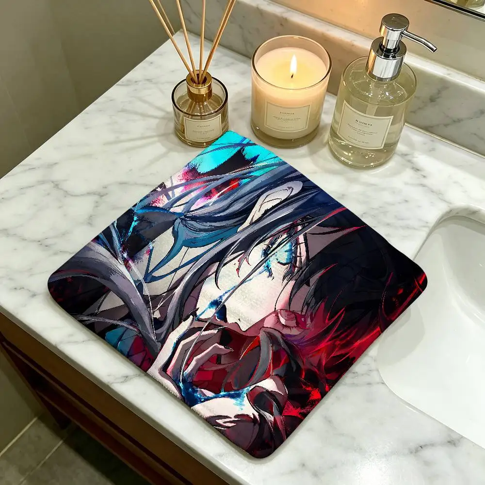 Japanese Singer Ado Polyester Cotton Hand Wiping Towel with Hanging Loop, Lightweight for Home and Commercial Use