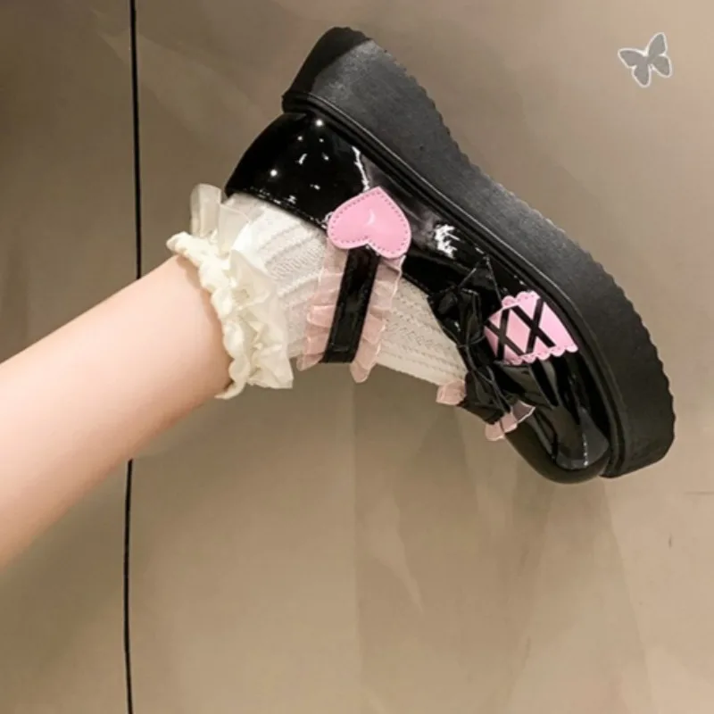 Petites chaussures en cuir Mary Jane à nœud doux pour femmes, nouvelles chaussures Lolita britanniques de printemps