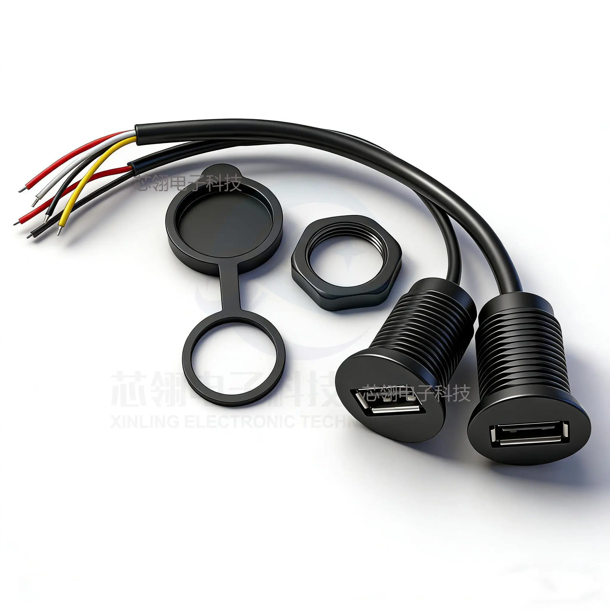 1/5pcs USB 2.0 waterproof charging socket with screw 2P/4P data transmission toy desk lamp modified waterproof charging port DIY