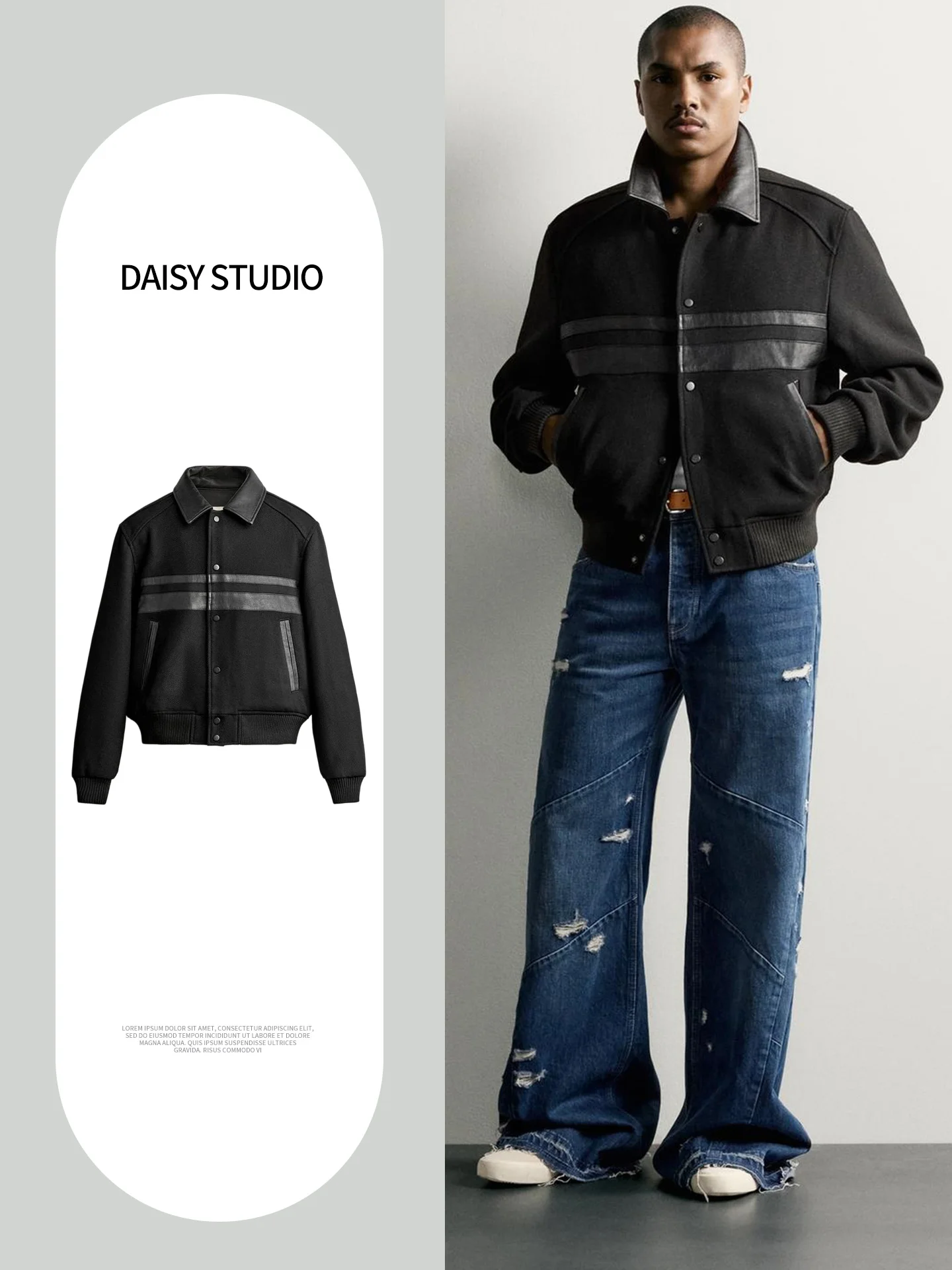 New Autumn Men's Commuter Style Long Sleeve Stand Collar Jacket with Pockets Short Coat Polyester Fiber Standard Fit Chinese ...