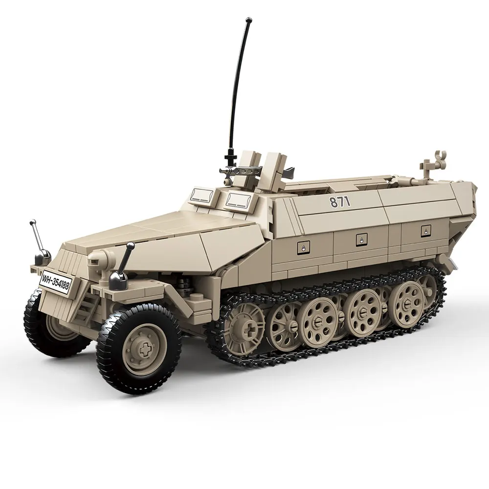 

Вторая мировая война WW2 Бронированный SD.KF5.251 Полугусеничный легкий бронеавтомобиль Солдат MOC Модель Строительный блок Кирпичи Игрушки для детей