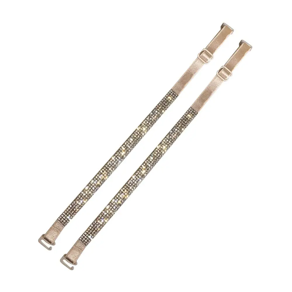 1 Pair Sparkling Rhinestone Bra Straps Replacement High Stretch Fabric Invisible Strap Halter Neck Bra Straps