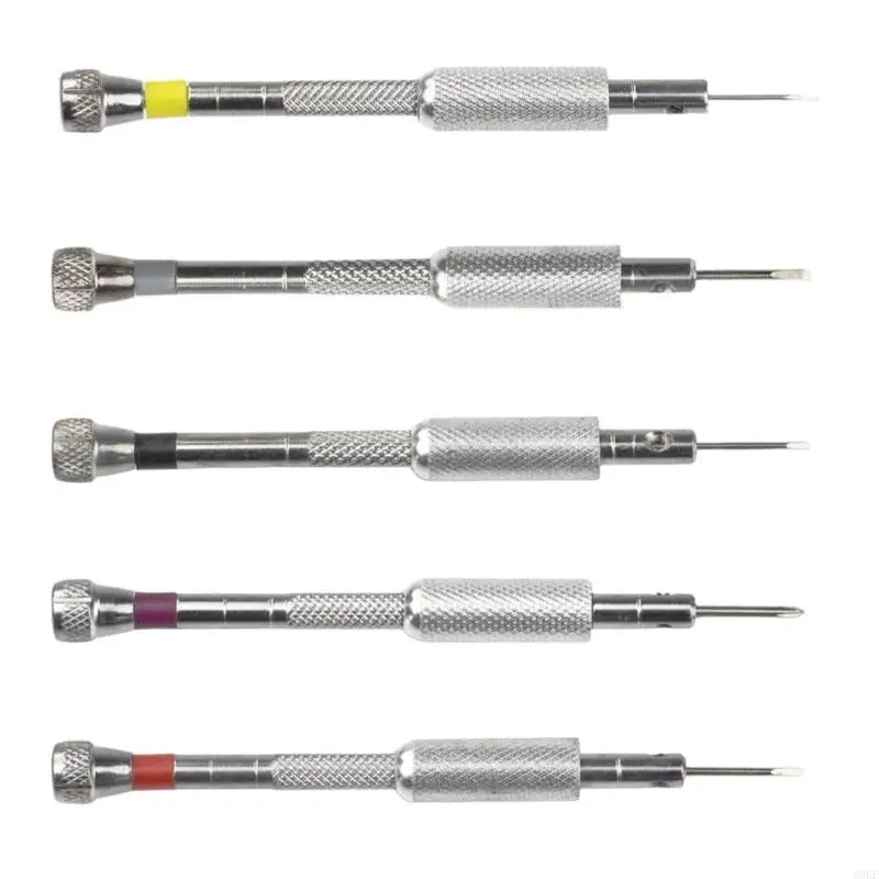 A0KF 0.8-1.6mm Complete 5 Piece Screwdriver Set Suitable For Watch Repair Crafted For Clock Enthusiasts & Skilled Technicians