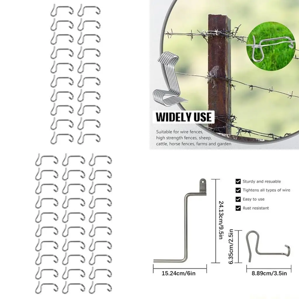 

Сверхмощные оцинкованные зажимы для затяжки проволоки A2BE и регулируемая ручка для фермерского забора