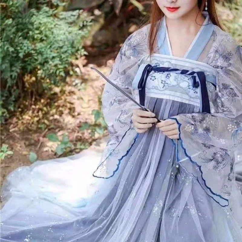 

WATER Chinese Traditional Hanfu Women Dress Cosplay Robe Dance Set Fairy Costume Clothing Girls Plain Han Dynasty Ancient