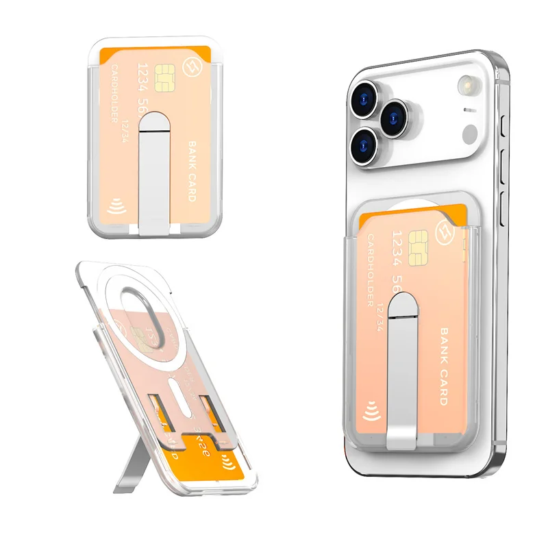 

For Magsafe Magnetic Wallet Case Phone Stand Credit Card Holder For iPhone 15 16 17 Pro Max Vertical Bracket PC Cards Bag Cover