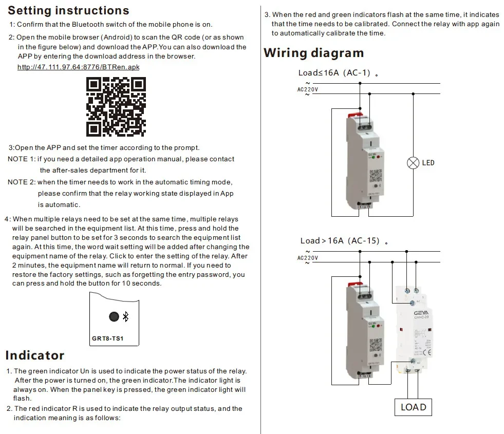 GEYA GRT8-TS Bluetooth Time Control Relay 220V 110V 24V AC~DC Power on off WirelessTimer Switch 16A Mobile Control Smart Timer