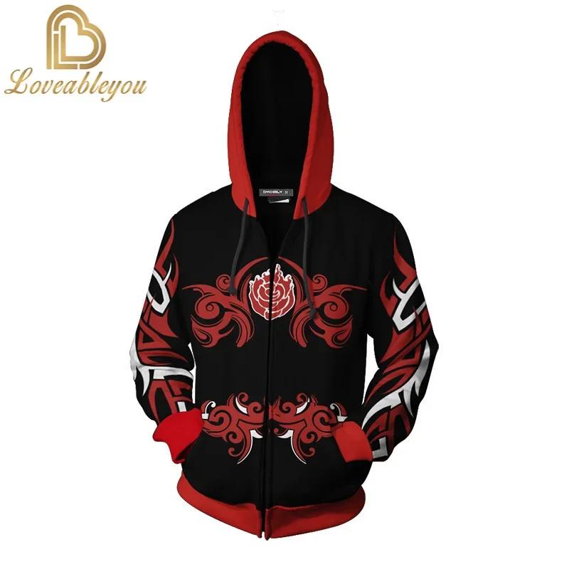 

Anime NEW Season One Hoodie 3D Sweatshirt Cosplay Costume Zip Up Rose Hoodie Jacket Coat Hoodies with Roses