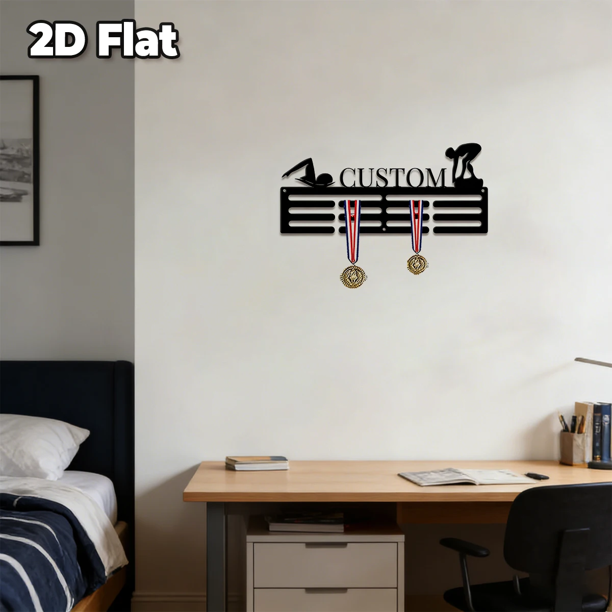 1pc Custom Swimming Metal Medal Hanger Holder,Personalized Football Number Medal Display Rack for Sports Awards,Home Decor Gift view 6