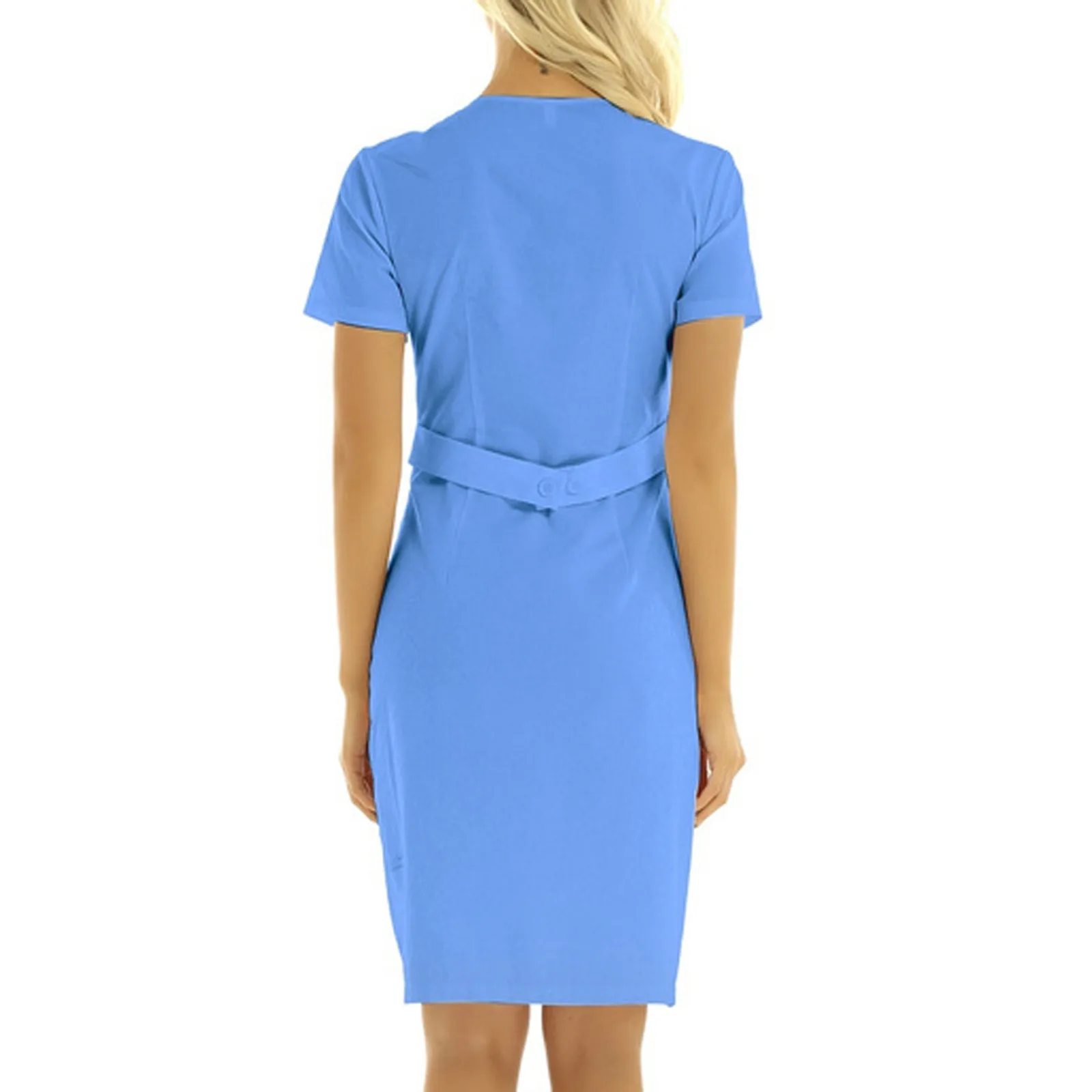 Women's Nurse Uniform Dress Short Sleeve Pharmacy Workwear Uniform Dress Medical Care Women Casual Nursing Scrubs Spa Dresses