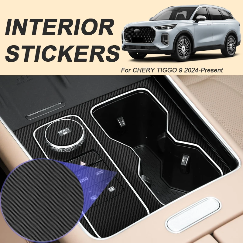 

Car Carbon Interior Sticker For CHERY TIGGO 9 2024-Present LHD Window Lifting Panel Decal Gear Door Protective Film Accessory