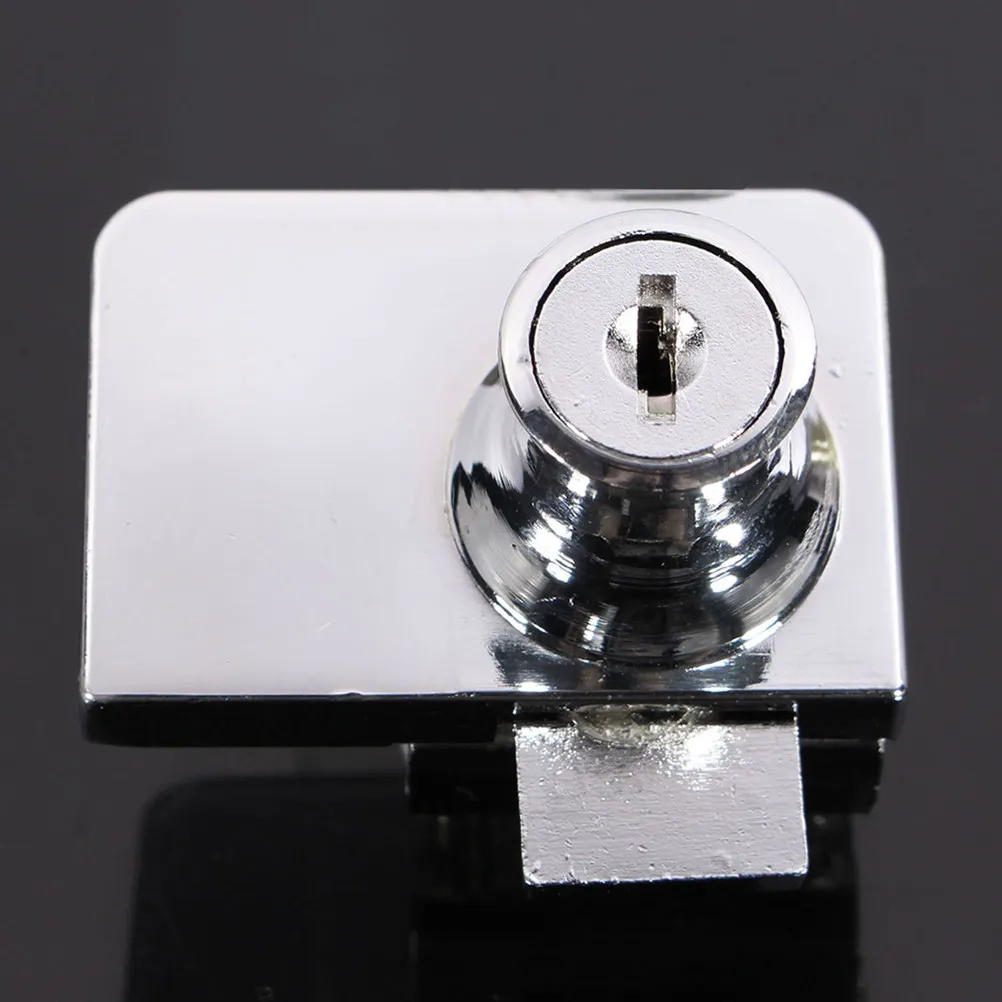 Zinc Alloy Glass Showcase Lock 5-8Mm Thick Easy Installation No Drilling Security Lock for Glass Doors Cabinets Collectibles