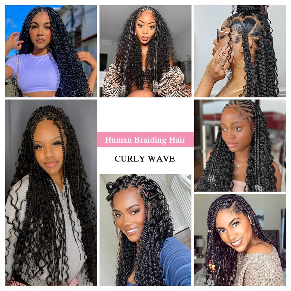 Bulk Braiding Hair Deep Wave Human Hair Bulk For Braiding No Weft Boho Braids Human Hair Extensions 16-26 Inches For Woman 50G