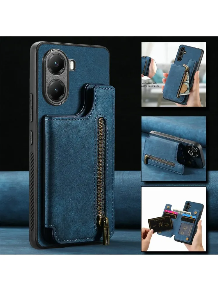 Etui z zamkiem błyskawicznym i portfelem ze skóry do Xiaomi Poco X8 Pro Max M8 X8 F8 F7 X7 F6 X6 M6 Pro 5G, tylna obudowa do Poco F9 Ultra M8 F7 X7 Funda — zdjęcie produktu 7