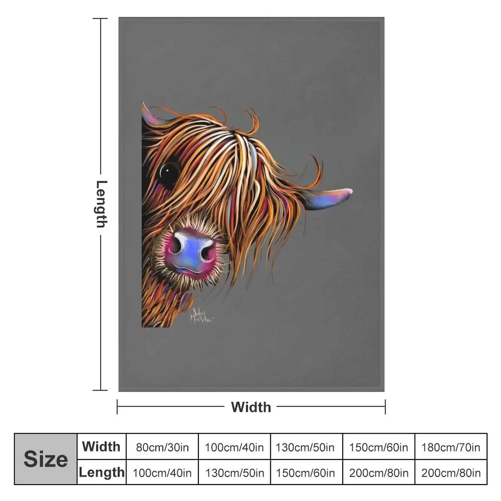 HiGHLaND CoW PRiNT SCoTTiSH ' SuGaR LuMP oN GReY ‘ BY SHiRLeY MacARTHuR Throw Blanket bed plaid Bed covers Custom Blankets