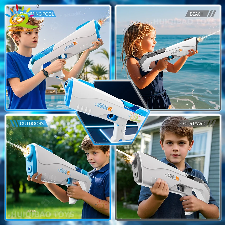 HUIQIBAO 2025 Pistola ad acqua elettrica a impulsi completamente automatica Pistola ad acqua da spiaggia all'aperto Giocattolo da battaglia d'acqua Gioco estivo Giocattoli per regalo per adulti