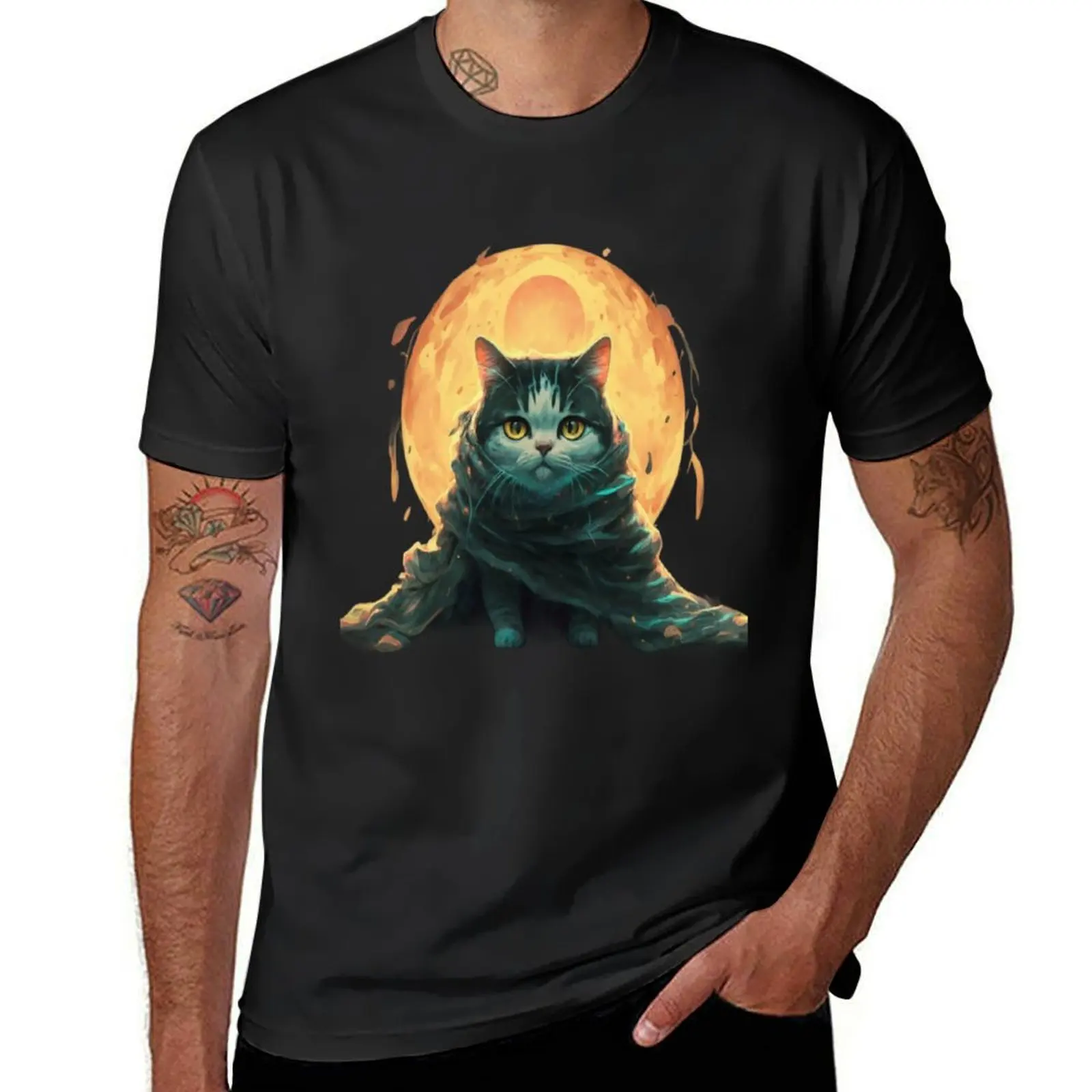 Total Solar eclipse cat. T-Shirt heavyweights plain sports fans for a boy sweat shirts, men