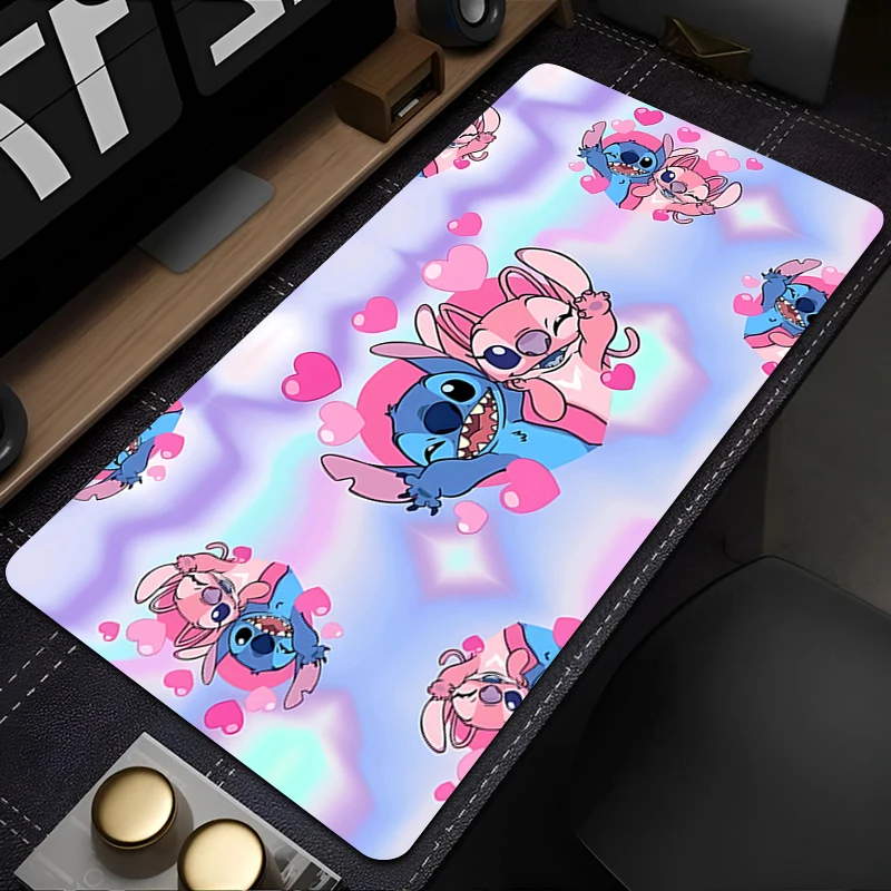 

Mouse Pad Cute Anime Stitch Angel Desk Mouse Mat Office PC Pink Cartoon Kawaii Mousepad Laptop Gaming Accessories Keyboard Pad