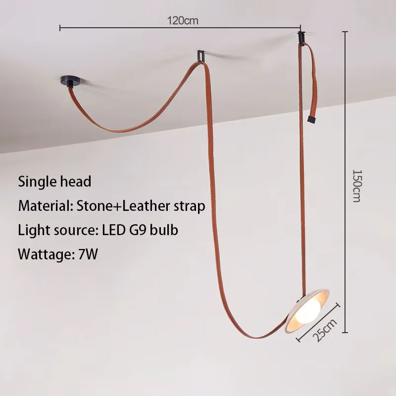 Noordse gele grotstenen kroonluchter moderne leren riem restaurant hanglamp retro woonkamer home decor verlichting