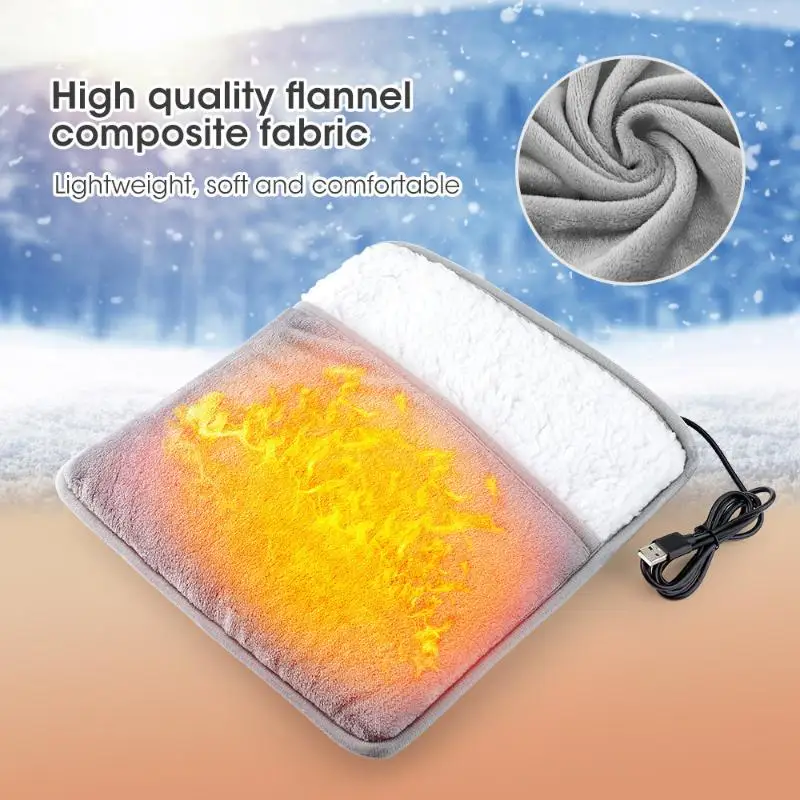Winter Soft Plush Washable Foot Warmer Heater Electric Foot Heating Pad USB Charging Improve Sleeping Household Foot Warming Mat