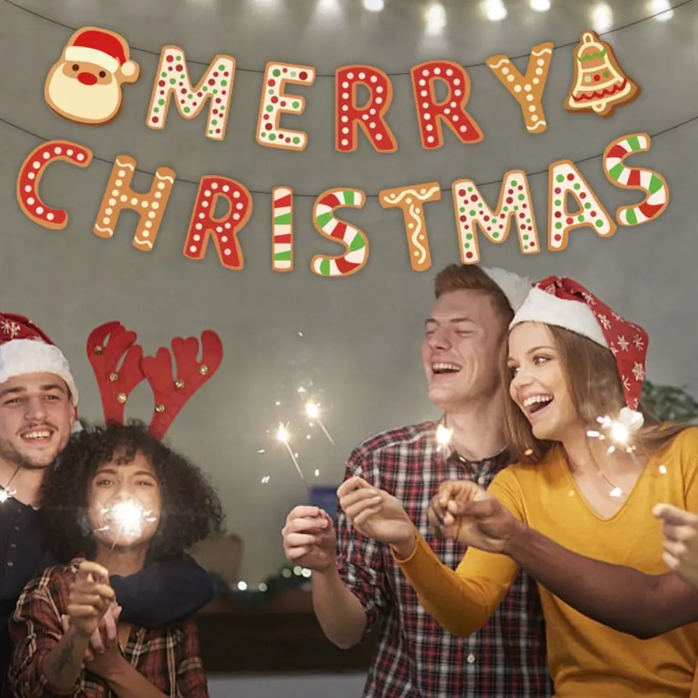 

Crafts Paper Merry Christmas Letter Banner DIY Cute Background Banner Creative Catoon Hanging Ornament Scene Layout