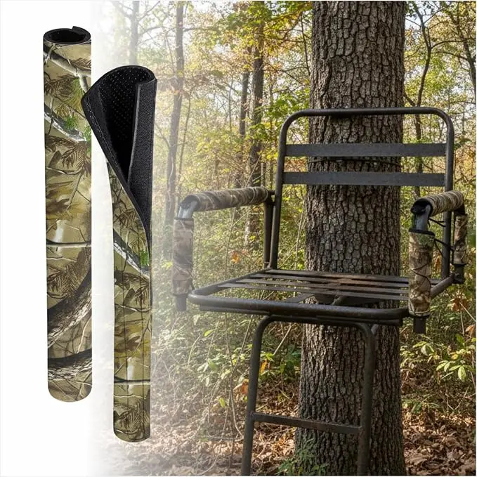Tree Stand Rail Cover Camouflage Replacement Shooting Rail Pads Wood Shooting Rail Covers for Tree Stands Tripod Ladder Climbing