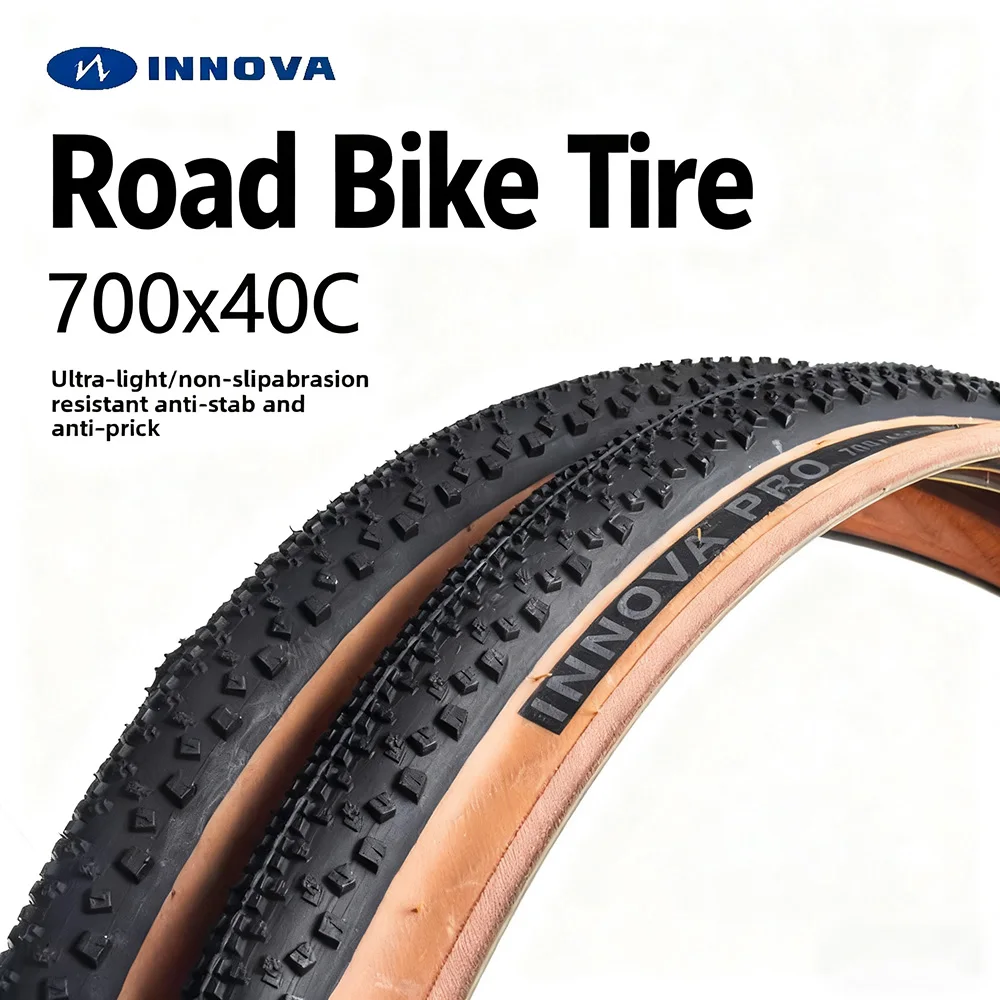إطارات INNOVA Premium لدراجة الطريق الداخلية والخارجية 700 × 40C - قبضة عالية، مقاومة للاهتراء، متينة، متدحرجة ناعمة مع جدار جانبي أصفر